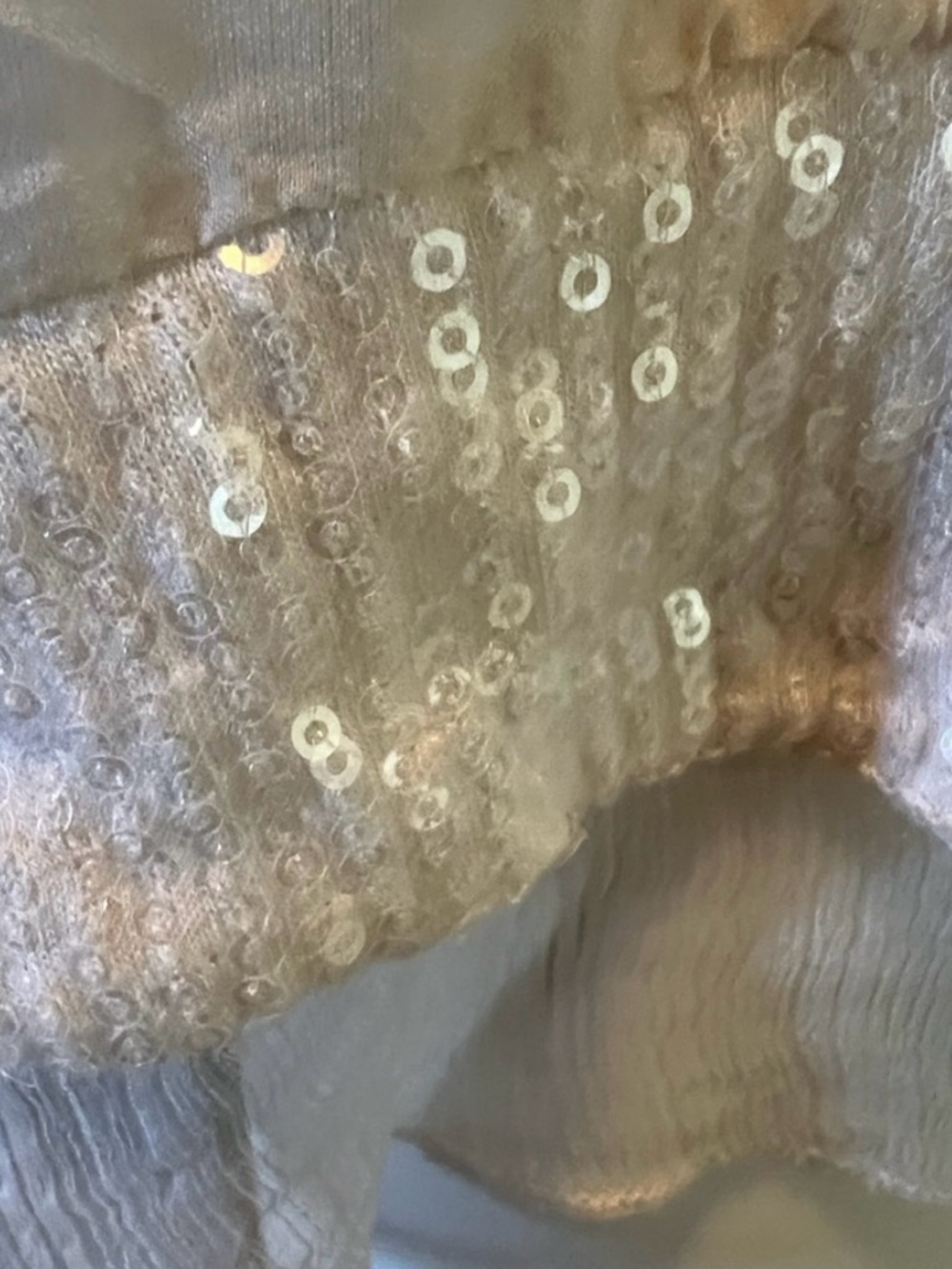 ❤️ VINTAGE White Sheer Tunic DRESS w/ Sequin Hem - Picture 7 of 9